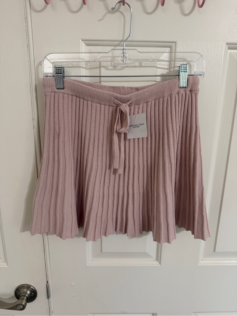 NWT American Eagle S Blush Pink Pleated Knit Sweater Mini Skirt Coquette